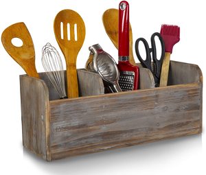 Wood Spoon <b>Holder</b> Creative Design Kitchen Counter Top <b>Knife</b> Spoon Fork Acacia Wood Kitchen Utensil <b>Holder</b> Crock Dining <b>Holder</b> - Product Image 6