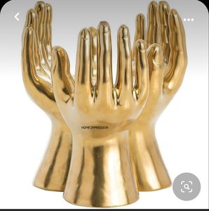 Indian Handmade Unique Design Grey Metal Contemporary Hands Sculputures Marble Base Designer Casted Affordable Fancy Sculptures - Product Image 4