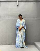 Robe d'été en rayonne pour femmes Beach Layer Boho Hippie Maxi Dress Tie Dye Caftan Dress