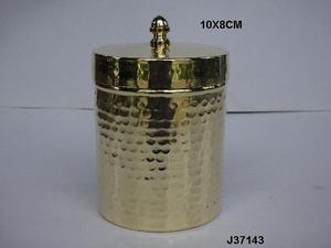 Bougeoir à finition martelée en cuivre massif, couvercle supérieur poli avec miroir, accessoire de récipient à bougie inclus pour décorations de Noël - Product Image 4