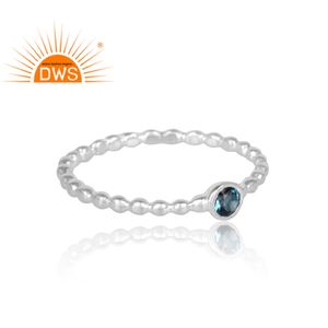 ธรรมชาติรอบตัดลอนดอนสีฟ้าบุษราคัมพลอยแหวนเครื่องประดับผู้ผลิต925เงินสเตอร์ลิง Dainty แหวนเครื่องประดับปรับผู้ผลิต - Product Image 3