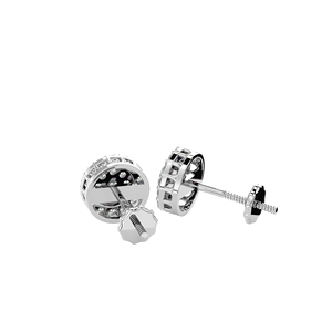 Diamante redondo natural de 0.60 CTW en oro de 10K |   Pendientes de botón tipo cluster con cierre de rosca seguro, disponibles en oro rosa, blanco y amarillo, de primera calidad. - Product Image 4