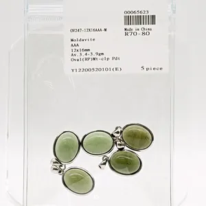 체코에서 100% 진짜 Moldavite 925 실버 베젤 세트 펜던트 12x16mm