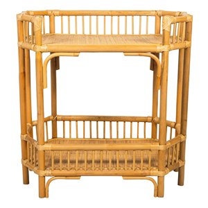 Mesa de consola de madera de ratán de 2 niveles marca SISU para caja de almacenamiento de cocina empaquetada al por mayor sala de estar - Product Image 6