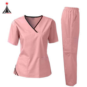 Uniforme elástico bueno y cómodo Hospital Completo alrededor de cierre elástico Conjunto de uniforme de hospital enfermera de limpieza - Product Image 3