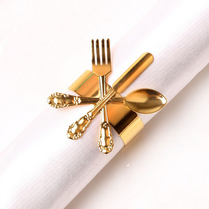 Gold Plated Stainless Steel Napkin <b>Rings</b> for Hotel Banquet Party Wedding - Product Image 1