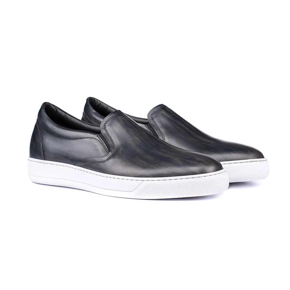 Premium Quality Handmade Italian Men Slip On Sneakers Shoes Genuine Leather For Casual Business