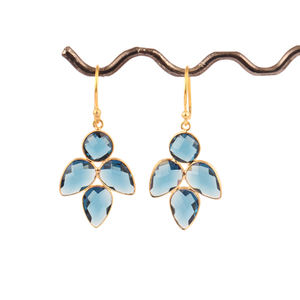 Fujin — boucles d'oreilles en forme de feuille de quartz pour femmes, bijoux en plaqué or, pendentif léger - Product Image 2