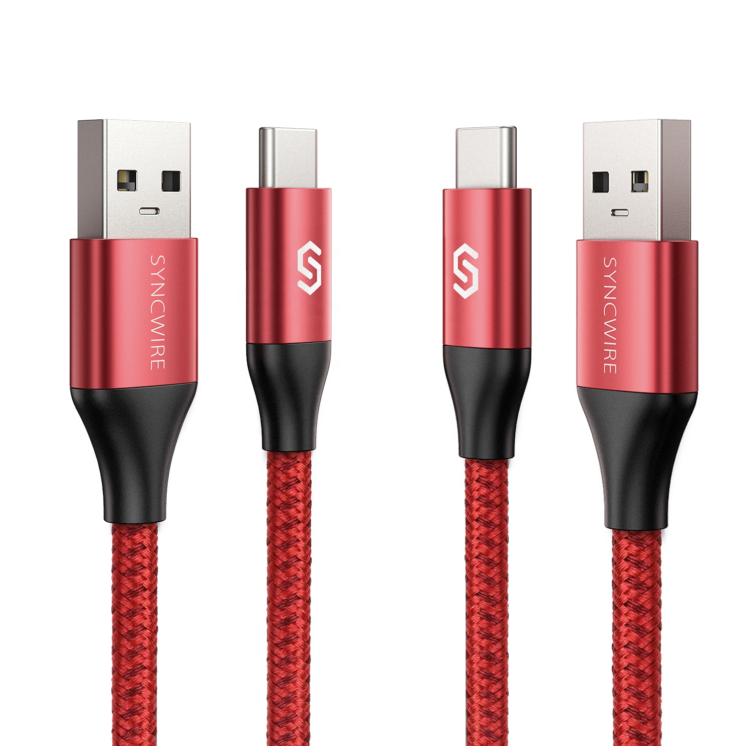 Syncwire покрыт USB Type C USB кабель для передачи данных от А до USB-C зарядного устройства 2 шт 6Ft красный
