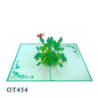 Carte pop-up trèfle à quatre feuilles Viet-craft en gros, découpe laser 3D, kirigami fait main, fleurs de mariage, cadeau porte-bonheur, best-seller en papier