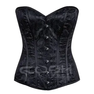 COSH紧身胸衣超胸围钢骨新设计黑色缎子，黑色网罩紧身胸衣哥特式和复古紧身胸衣上衣