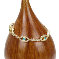 Bracelet pour femme unisexe en cristal avec strass plaqué rhodium et yeux diaboliques turcs bleus réglables vente en gros