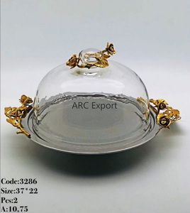 6 grands bols décoratifs en métal avec fleur d'or poignée de créateur bols en métal antique fantaisie décor à la maison bols en métal fournitures - Product Image 3