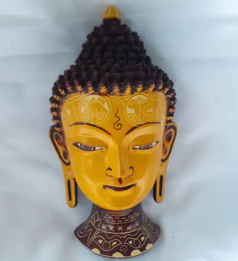Masque de bouddha en titane, décoration murale