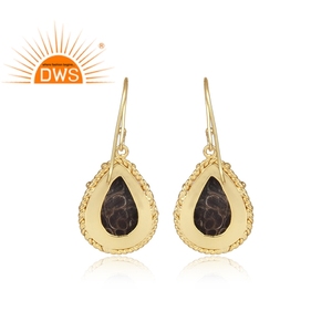 Boucles d'oreilles pendantes en laiton, bijoux en pierre précieuse, en laiton, or, fantaisie, vente en gros, 1 pièce - Product Image 4