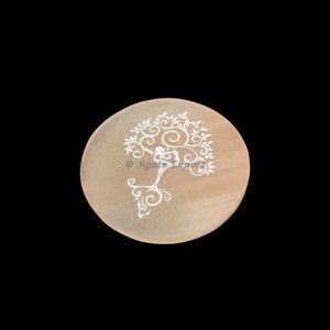 Placa de carga redonda de árbol con acento de selenita naranja, herramientas de selenita curativas - Product Image 2