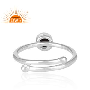 Anillo de gemas espinales negras para niña, conjunto de joyería de plata de ley fina, corona redonda, fabricante de joyería - Product Image 4