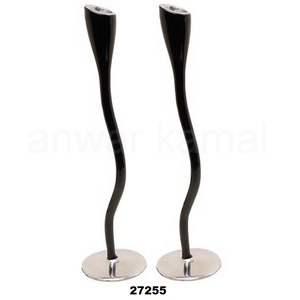 Juego de 2 Portavelas Altos de Metal con Recubrimiento de Polvo Negro, Ecológicos, para Navidad - Product Image 1