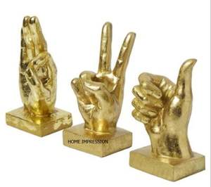 Ensemble de 3 sculptures en aluminium moulé, or brillant et poli, pièce maîtresse de mariage et accessoires de décoration de table. - Product Image 5