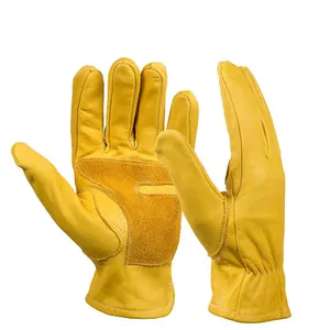 Leather Garden Gloves Flex Grip Soft Sheepskin Gardening Glove Elastic Wrist for Men and Women