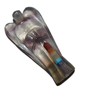 Gemstone Multi Fluorita Ángel con siete puntos de chakra Torre de amor curativa y pirámide - Product Image 1
