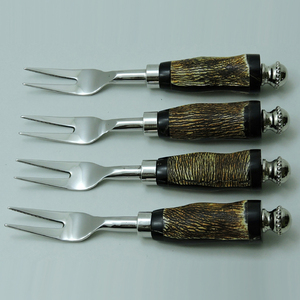 Couverts en corne de buffle, manche naturel et acier inoxydable, type fourchette, ensemble de 4 couverts en vrac, couverts, vaisselle - Product Image 5