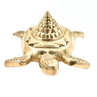 Sculpture de tortue pyramidal en laiton doré faite à la main, motif Shri Yantra, style moderne et vintage, pièce décorative de mariage, cadeau