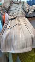 Robe de soirée élégante pour femme, style vintage, ornée de perles et d'un nœud, idéale pour les mariages, les fêtes et la plage, coupe trapèze en satin, vente en gros, naturelle, du Bangladesh