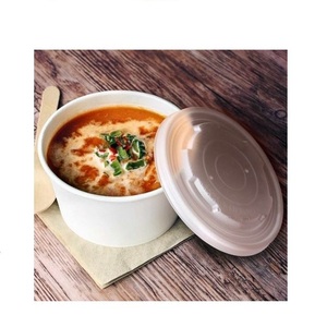 Disposable Paper Soup Cup with Plastic Lid