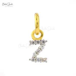 2024 New Yellow Gold Plated Z Letter <b>Pendant</b> Charms in Natural Cubic Zircon Stone 925 Sterling <b>Silver</b> Charm Jewelry Manufacturer - Product Image 1