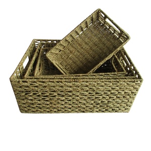 New Model Natural Seagrass Storage <b>Basket</b> Woven <b>Wicker</b> with Steel Frame for Clothing <b>Laundry</b> Sustainable and Boxed for Stocked - Product Image 1