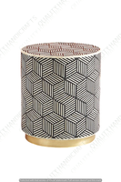 Table de chevet en os incrusté, design moderne en forme de diamant, rayures noires et blanches, résine et bois, meuble de maison pour salon et chambre à coucher, Inde