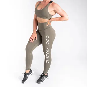 Personalizzato privato di marca di colore di muti leggings a vita alta con tasca commercio all'ingrosso leggings di fitness donne Croce Fit pantaloni quick dry