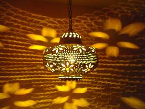 Moroccan Style Iron <b>Brass</b> Hanging <b>Lantern</b> Pendant Light Home Decoration for Christmas Occasions Metal Material - Product Image 3