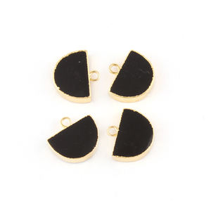 D-forme Onyx noir pendentif à caution unique connecteur plaqué or fabrication de bijoux de mode approvisionnement en gros résultats de charme Style - Product Image 4