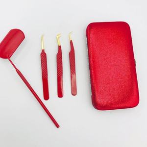 Pince à épiler professionnelle d'extension de cils en acier inoxydable faite à la main Type de pointe pointue enduite de couleur pour la durabilité - Product Image 5