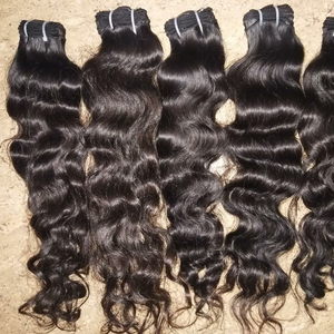 Extensions de cheveux humains vierges indiennes de haute qualité, en vrac, double trame, tirage simple, aspect ondulé profond, toutes les couleurs - Product Image 5