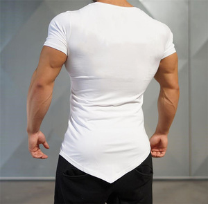 T-Shirt manches courtes col en V pour homme, haut de Sport musculaire, pour le Fitness, la musculation, grande taille - Product Image 2