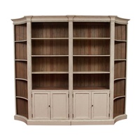 Bibliothèque Traditionnelle Moderne en Bois Massif Indonésien Blanc avec Portes et 3 Étagères - Écologique et Antique pour Maison, Bureau, Appartement, Salon