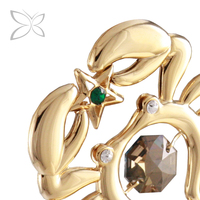 Crystocraft Figurine en cristal plaqué or gravée au laser, signes du zodiaque Cancer, style folklorique, cristaux taillés brillants, style européen