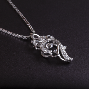 À la mode platine plaqué 925 en argent Sterling en forme de fleur pendentif perle lien chaîne à la mode femmes cadeau pour les fêtes faites - Product Image 5