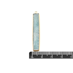 Pendentif en argent sterling 925 plaqué or 18 carats avec amazonite de forme rectangulaire, fabrication artisanale de bijoux - Product Image 3