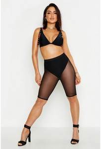 Pantalones cortos de motorista de malla recta formal para mujer 100% poliéster cintura elástica de secado rápido - Product Image 3