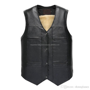 Gilet de moto d'hiver en cuir véritable de qualité supérieure avec personnalisation disponible pour hommes - Product Image 1