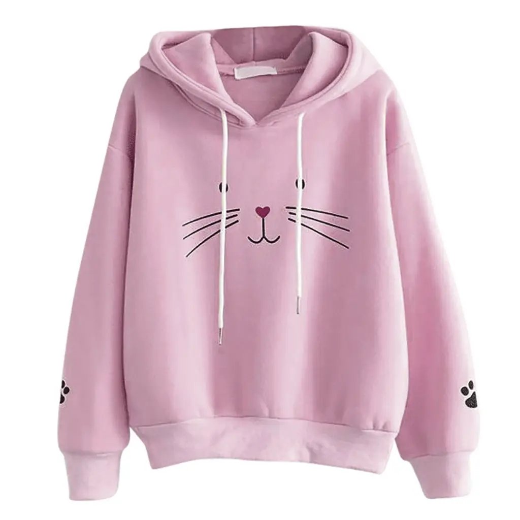 Pullover Streetwear Hoodies Voor Vrouwen Op Lage Prijs Roze Kleur Capuchon Voor Vrouwen Gemaakt Van Katoen Fleece Of custom Stof