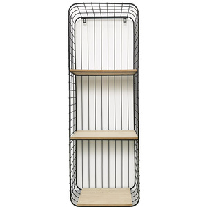 Estante flotante de metal para decoración de sala de estar, repisa <span class=keywords><strong>cuadrada</strong></span> montada en la pared de madera de 3 niveles - Product Image 1