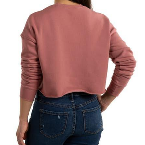 Top corto de talla grande para mujer, Sudadera con capucha de manga larga con patrón sólido, Sudadera de cuello redondo, decoración bordada, blusa caída, camisa - Product Image 2