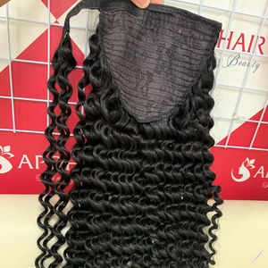 Queues de Poney en Cheveux Humains à Boucles Naturelles de 30 Pouces, Extensions de Cheveux Naturels avec Cordon de Serrage - Product Image 1