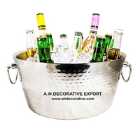 Cuivre Antique Martelé À La Main Conception Grand Seau À Glace Refroidisseur De Vin Baignoire Champagne Métal Seau À Glace Baignoire pour Barware Outils