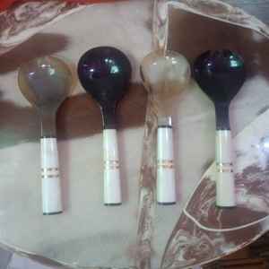 Noorbaba Premium Ensemble de salade écologique Serveur Meilleure qualité Style animal Corne de buffle Poignée en os blanc Poli-Artisanat naturel - Product Image 3